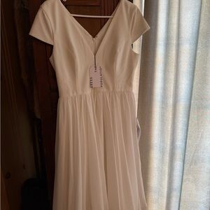 Dress The Population Corey V-Neck Fit & Flare Midi Dress - Elegant Ivory Dress